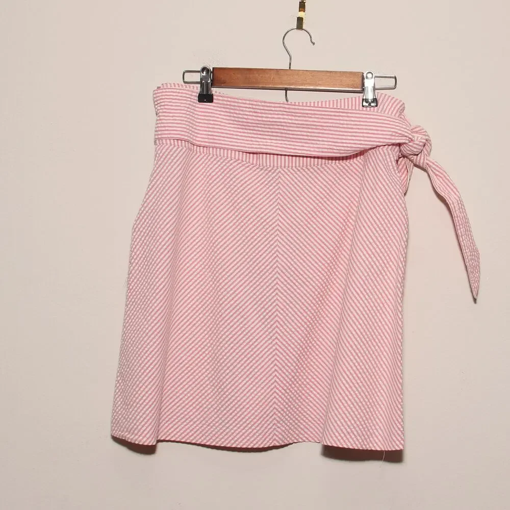 Vintage Nine & Company Seersucker Skirt Size 8 Pink/White stripe Cotton